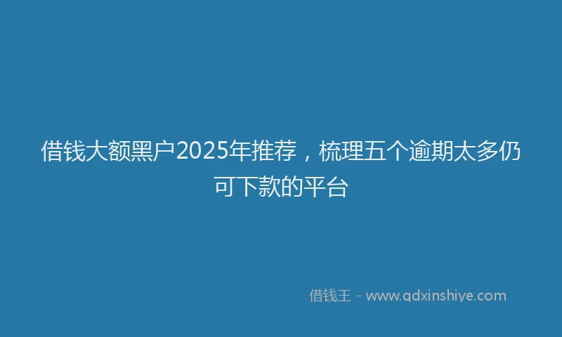 借钱大额黑户2025年推荐，梳理五个逾期太多仍可下款的平台