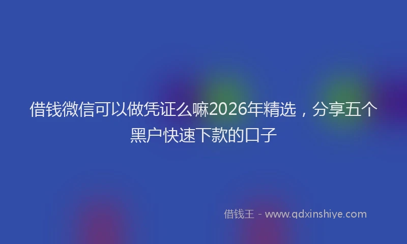 借钱微信可以做凭证么嘛2026年精选,分享五个黑户快速下款的口子