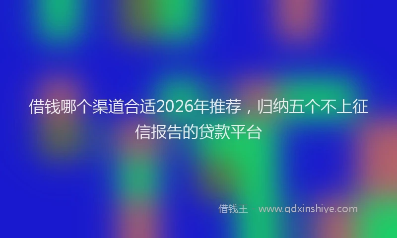 借钱哪个渠道合适2026年推荐，归纳五个不上征信报告的贷款平台