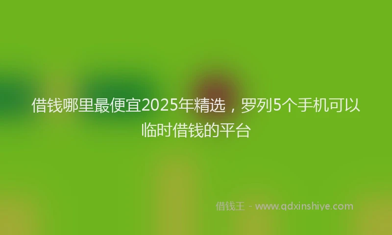 借钱哪里最便宜2025年精选，罗列5个手机可以临时借钱的平台