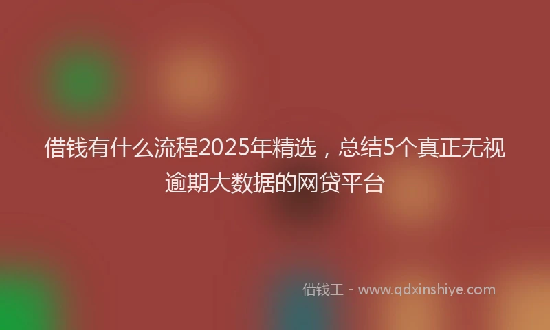 借钱有什么流程2025年精选，总结5个真正无视逾期大数据的网贷平台