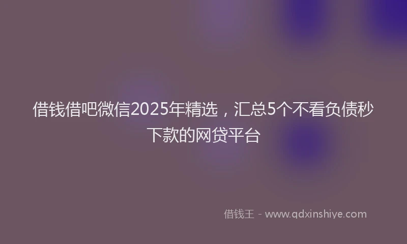 借钱借吧微信2025年精选,汇总5个不看负债秒下款的网贷平台