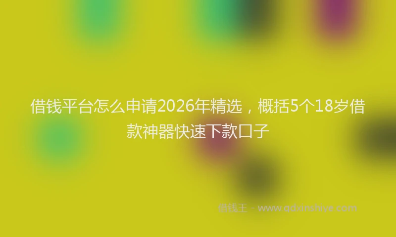 借钱平台怎么申请2026年精选，概括5个18岁借款神器快速下款口子