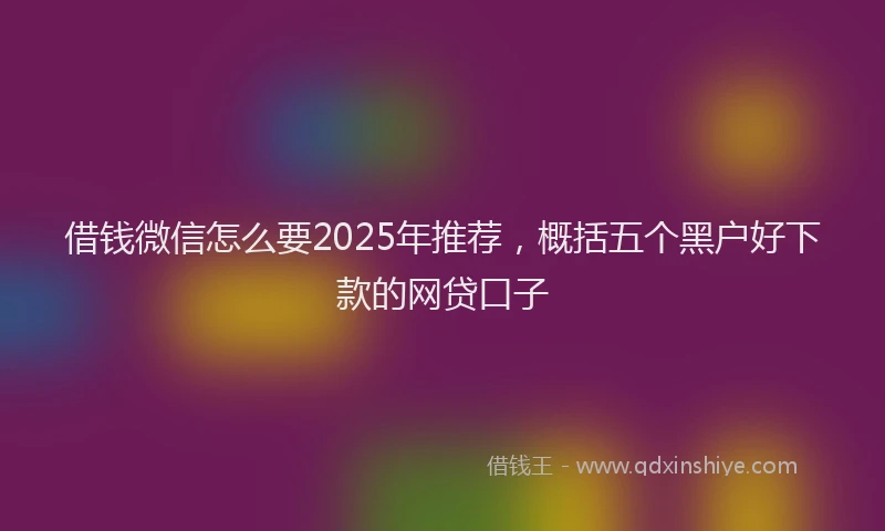 借钱微信怎么要2025年推荐,概括五个黑户好下款的网贷口子