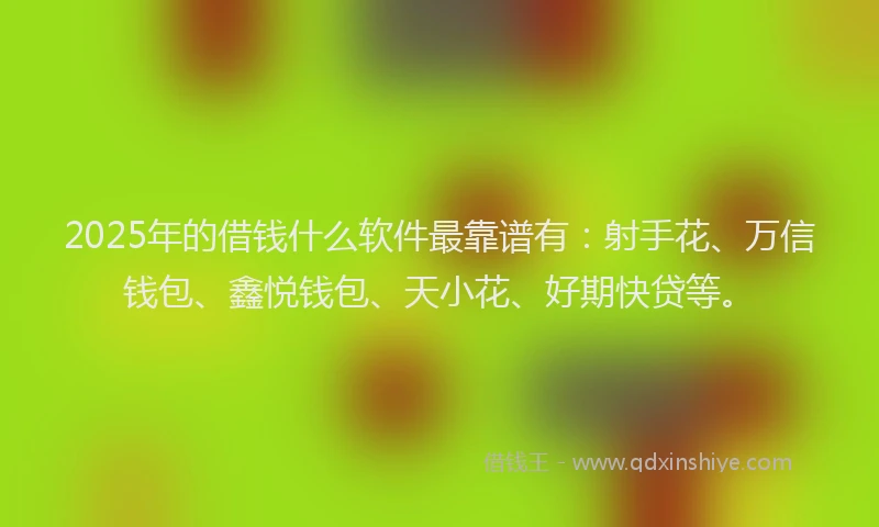 2025年的借钱什么软件最靠谱有：射手花、万信钱包、鑫悦钱包、天小花、好期快贷等。