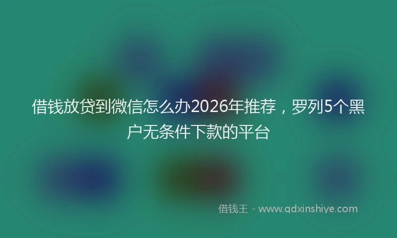 借钱放贷到微信怎么办2026年推荐，罗列5个黑户无条件下款的平台