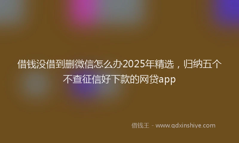 借钱没借到删微信怎么办2025年精选，归纳五个不查征信好下款的网贷app