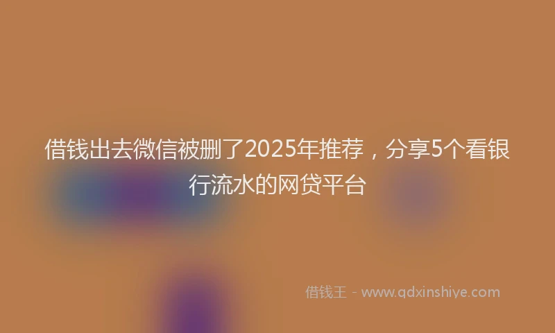 借钱出去微信被删了2025年推荐,分享5个看银行流水的网贷平台