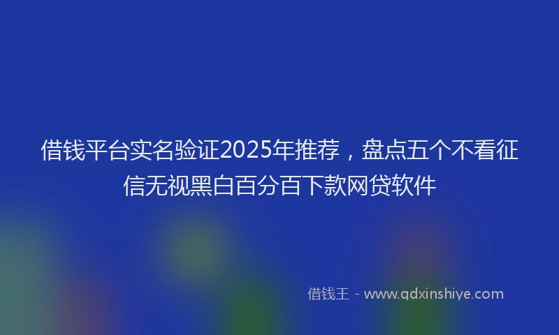 借钱平台实名验证2025年推荐，盘点五个不看征信无视黑白百分百下款网贷软件