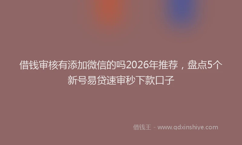 借钱审核有添加微信的吗2026年推荐，盘点5个新号易贷速审秒下款口子