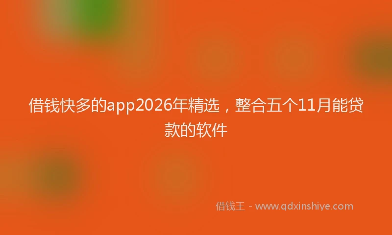 借钱快多的app2026年精选，整合五个11月能贷款的软件