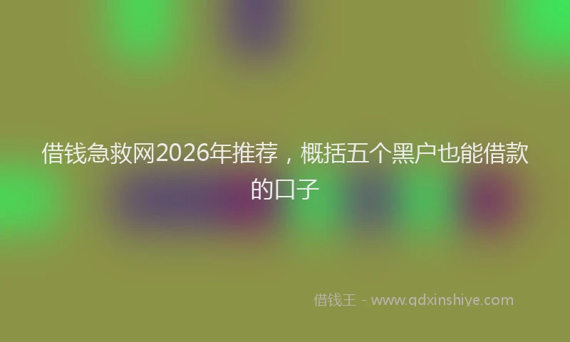 借钱急救网2026年推荐,概括五个黑户也能借款的口子