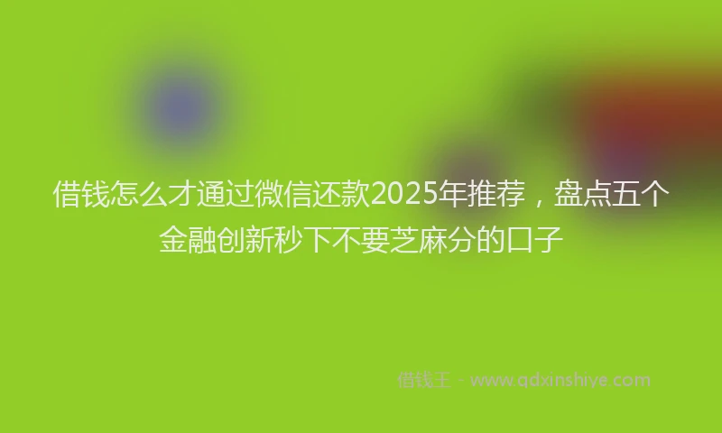 借钱怎么才通过微信还款2025年推荐，盘点五个金融创新秒下不要芝麻分的口子