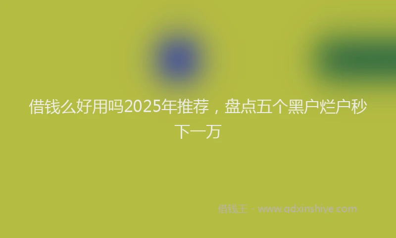 借钱么好用吗2025年推荐，盘点五个黑户烂户秒下一万