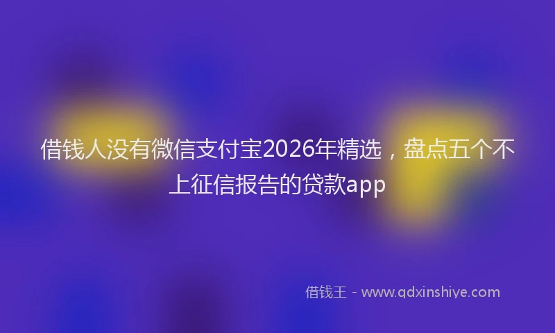 借钱人没有微信支付宝2026年精选，盘点五个不上征信报告的贷款app