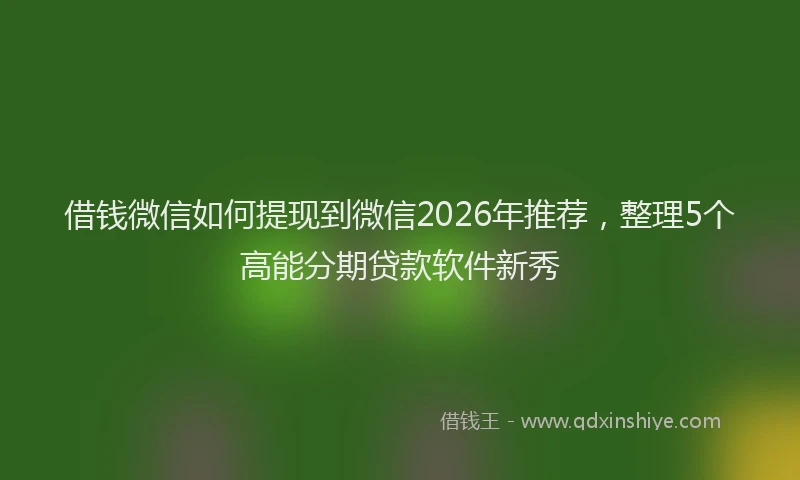 借钱微信如何提现到微信2026年推荐,整理5个高能分期贷款软件新秀