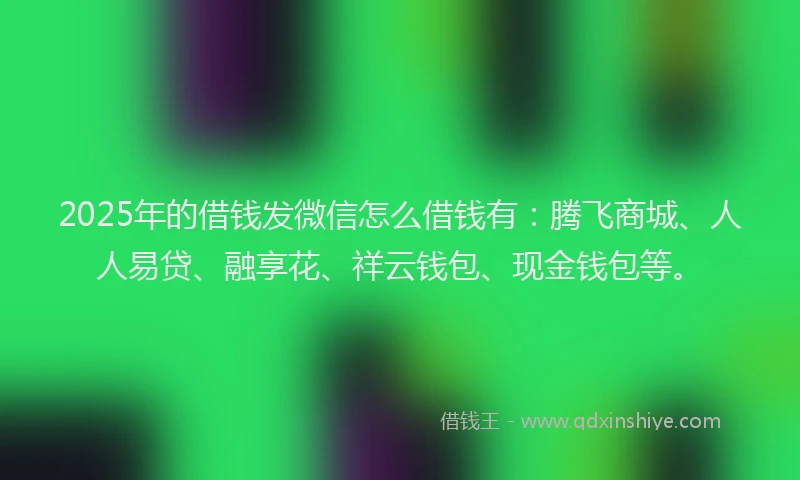 2025年的借钱发微信怎么借钱有：腾飞商城、人人易贷、融享花、祥云钱包、现金钱包等。