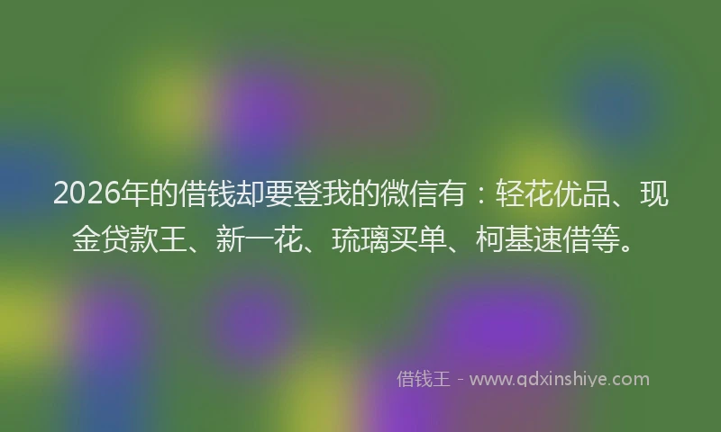 2026年的借钱却要登我的微信有：轻花优品、现金贷款王、新一花、琉璃买单、柯基速借等。