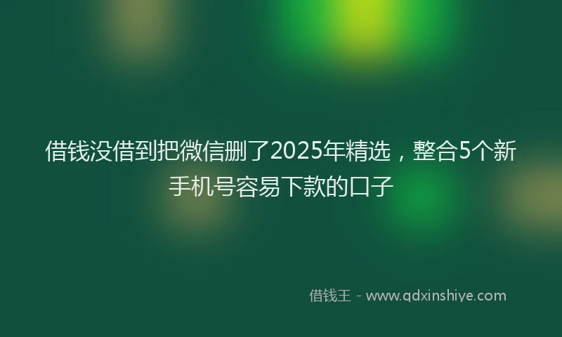 借钱没借到把微信删了2025年精选，整合5个新手机号容易下款的口子