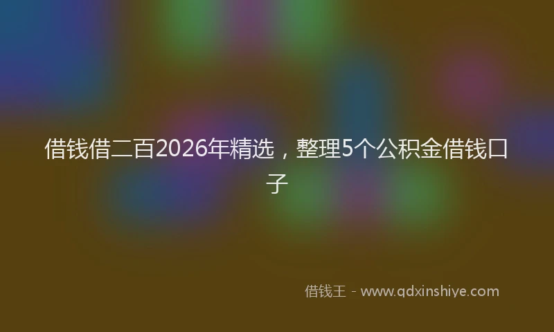 借钱借二百2026年精选，整理5个公积金借钱口子
