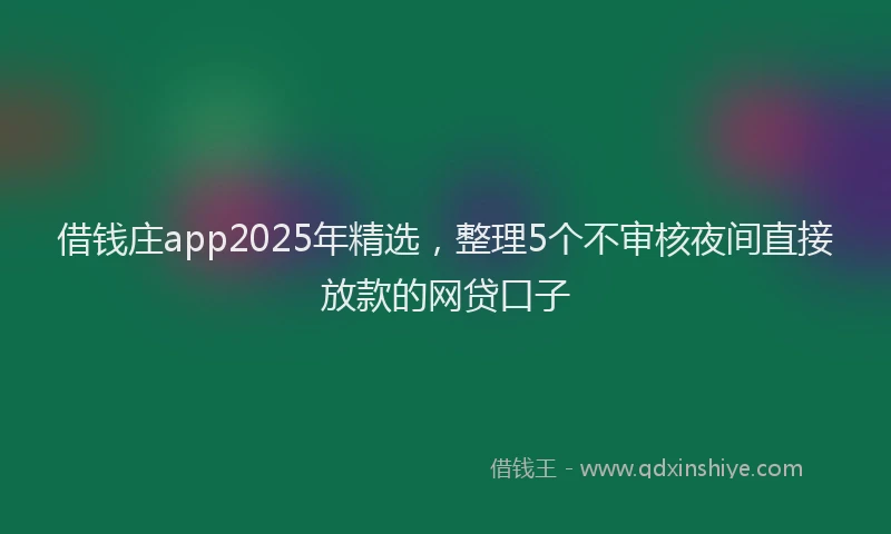 借钱庄app2025年精选，整理5个不审核夜间直接放款的网贷口子