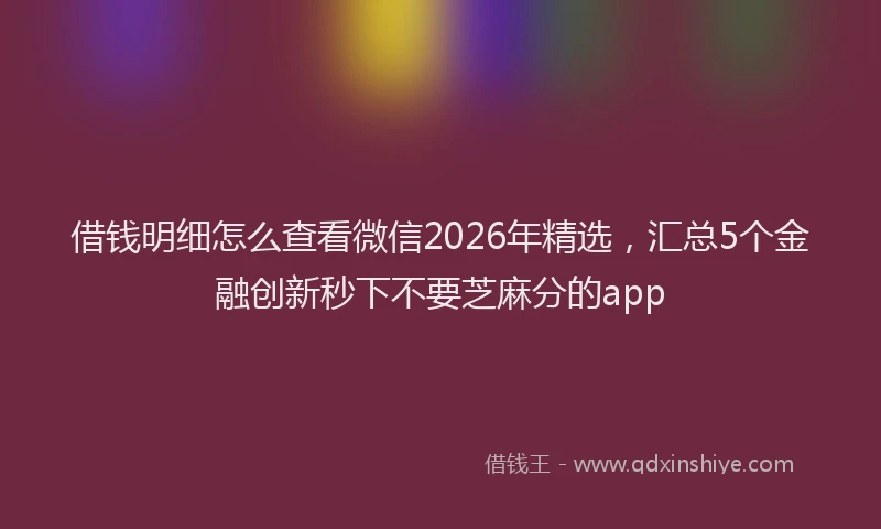 借钱明细怎么查看微信2026年精选，汇总5个金融创新秒下不要芝麻分的app