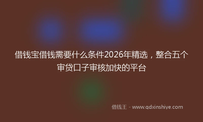 借钱宝借钱需要什么条件2026年精选，整合五个审贷口子审核加快的平台