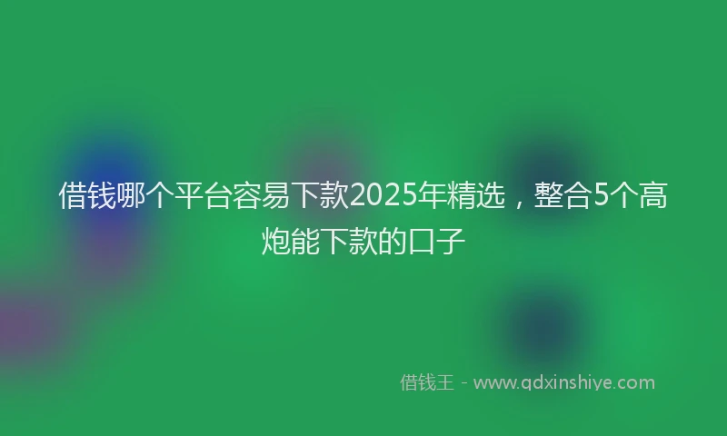 借钱哪个平台容易下款2025年精选，整合5个高炮能下款的口子