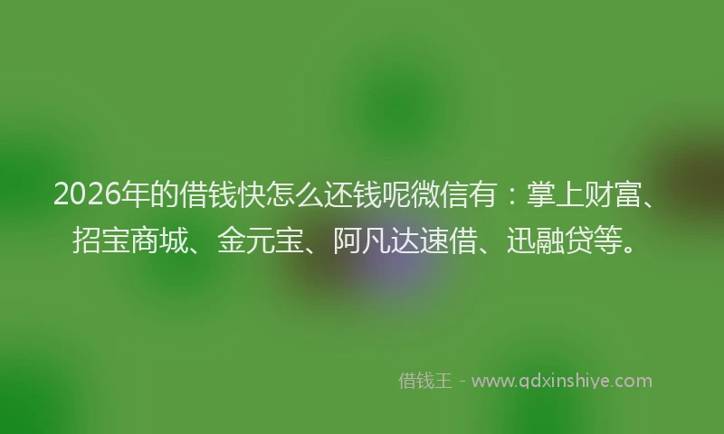 2026年的借钱快怎么还钱呢微信有：掌上财富、招宝商城、金元宝、阿凡达速借、迅融贷等。