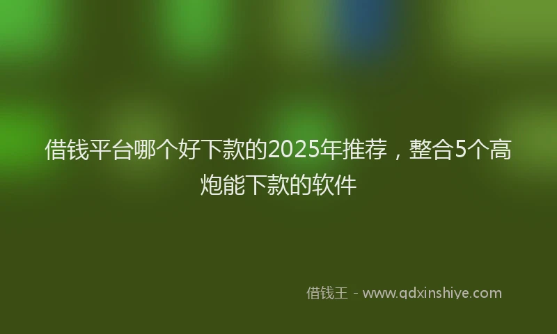 借钱平台哪个好下款的2025年推荐，整合5个高炮能下款的软件