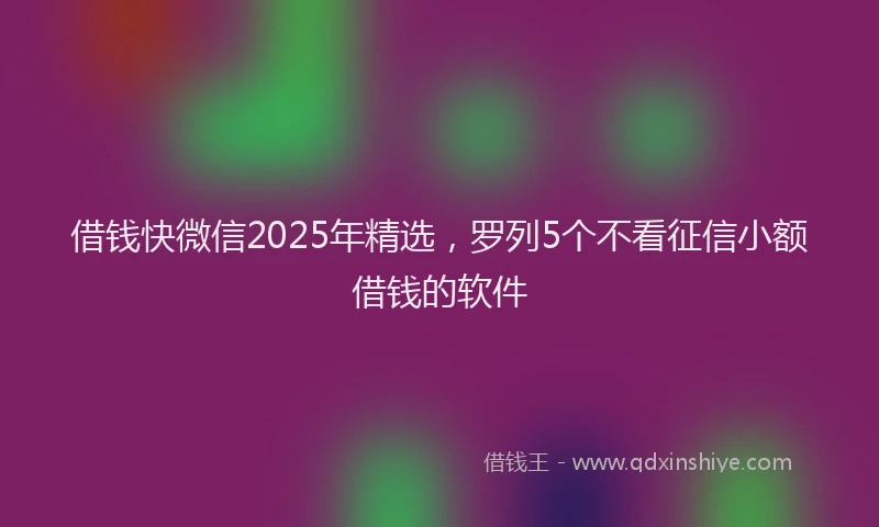 借钱快微信2025年精选，罗列5个不看征信小额借钱的软件