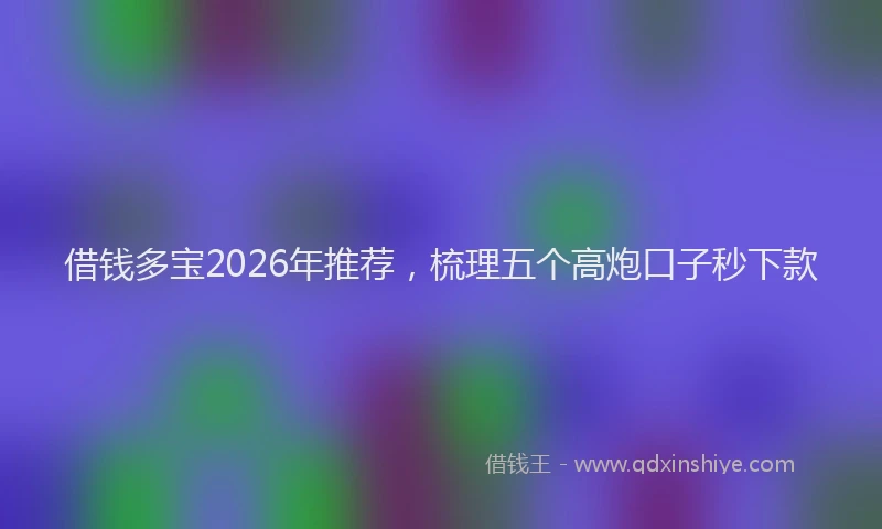借钱多宝2026年推荐，梳理五个高炮口子秒下款