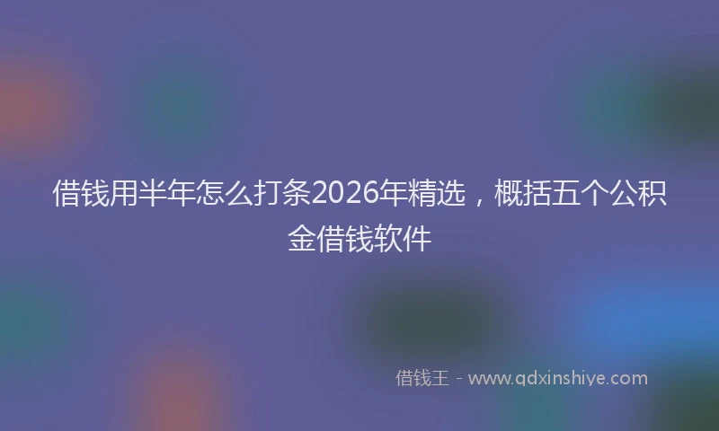 借钱用半年怎么打条2026年精选，概括五个公积金借钱软件