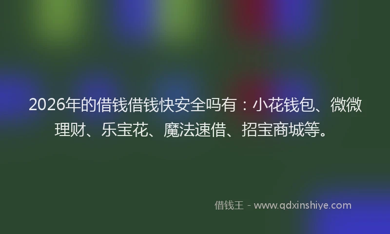2026年的借钱借钱快安全吗有:小花钱包、微微理财、乐宝花、魔法速借、招宝商城等。