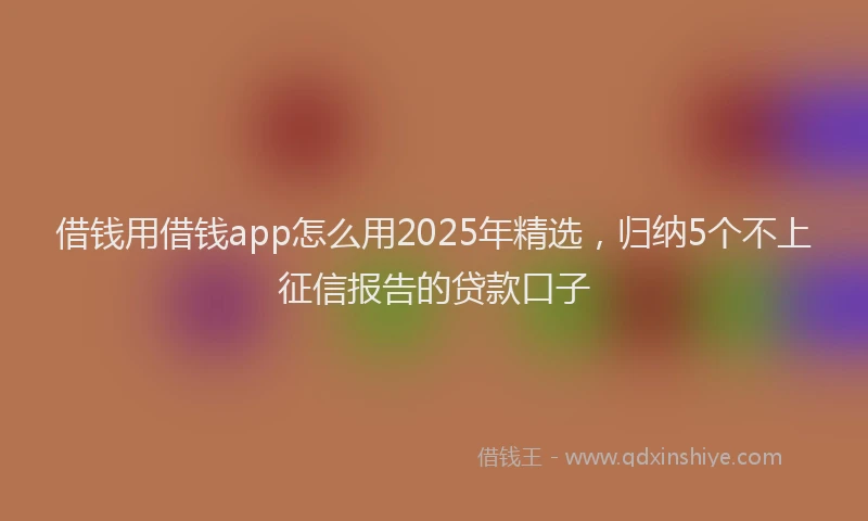 借钱用借钱app怎么用2025年精选，归纳5个不上征信报告的贷款口子