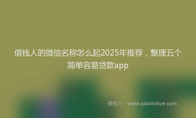 借钱人的微信名称怎么起2025年推荐，整理五个简单容易贷款app