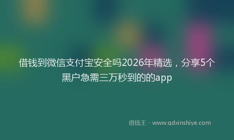 借钱到微信支付宝安全吗2026年精选,分享5个黑户急需三万秒到的的app