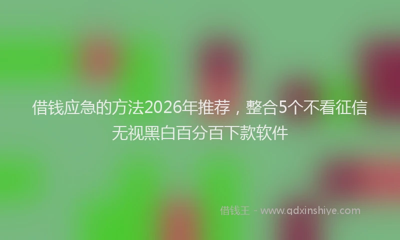 借钱应急的方法2026年推荐，整合5个不看征信无视黑白百分百下款软件