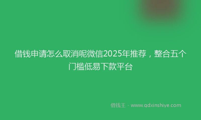 借钱申请怎么取消呢微信2025年推荐，整合五个门槛低易下款平台