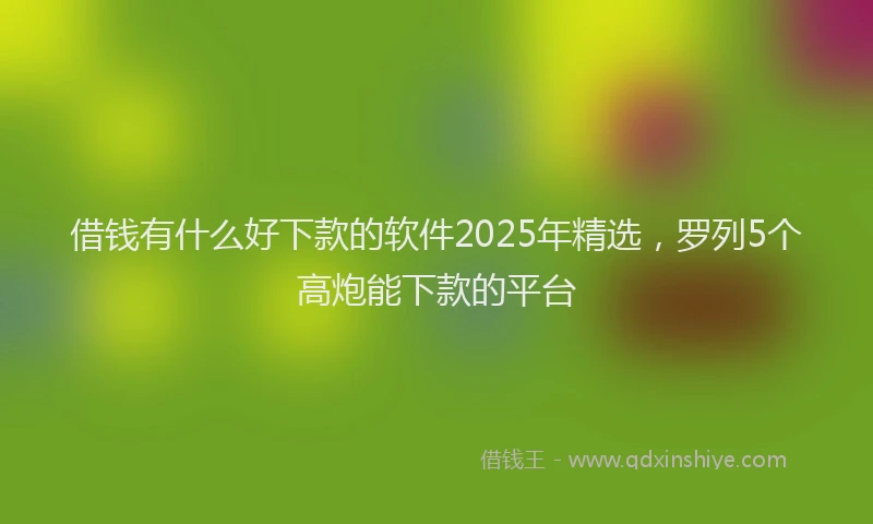借钱有什么好下款的软件2025年精选，罗列5个高炮能下款的平台