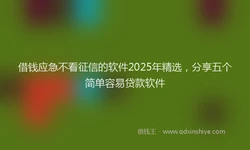 借钱应急不看征信的软件2025年精选，分享五个简单容易贷款软件