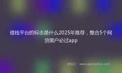 借钱平台的标志是什么2025年推荐，整合5个网贷黑户必过app