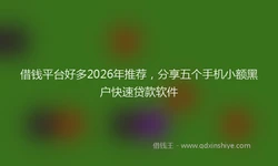 借钱平台好多2026年推荐，分享五个手机小额黑户快速贷款软件