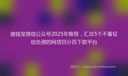 借钱宝微信公众号2025年推荐，汇总5个不看征信负债的网贷百分百下款平台