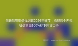 借钱到哪里借钱划算2026年推荐，梳理五个无视征信黑白100%秒下网贷口子