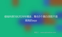 借钱利息5块2026年精选，整合5个黑白贷款不是高炮的app