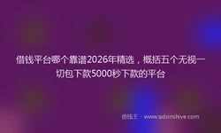 借钱平台哪个靠谱2026年精选，概括五个无视一切包下款5000秒下款的平台