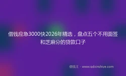 借钱应急3000快2026年精选，盘点五个不用面签和芝麻分的贷款口子