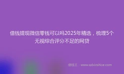 借钱提现微信零钱可以吗2025年精选，梳理5个无视综合评分不足的网贷