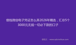 借钱微信电子凭证怎么弄2026年精选，汇总5个3000元无视一切必下款的口子